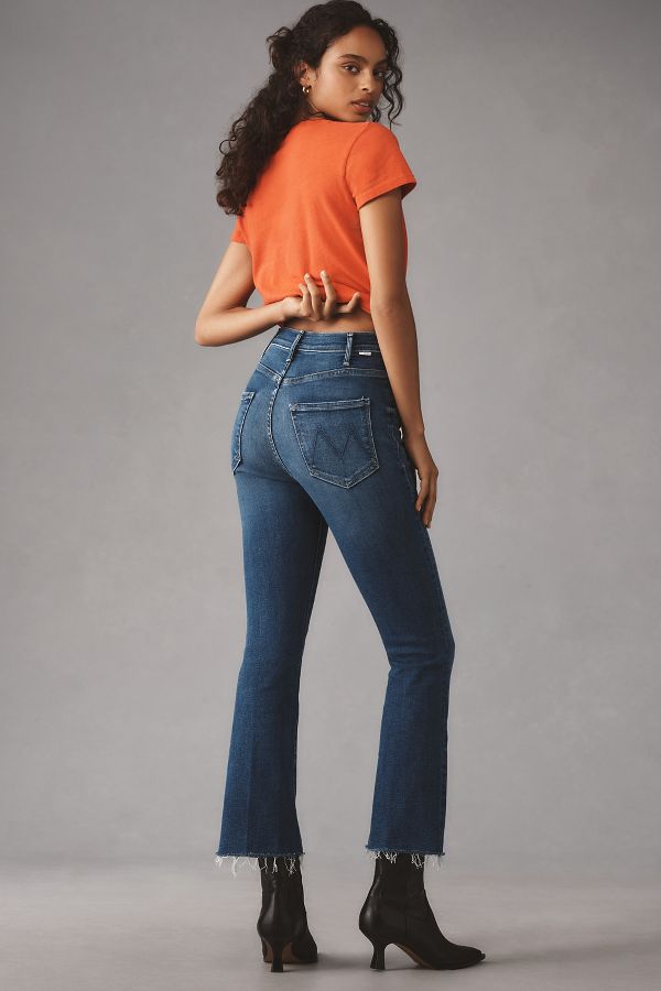 Slide View: 4: MOTHER The Hustler High-Rise Ankle-Fray Jeans