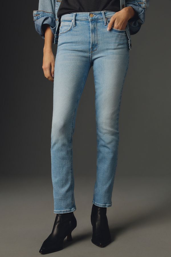 Slide View: 2: MOTHER The Dazzler Mid-Rise Straight-Leg Jeans