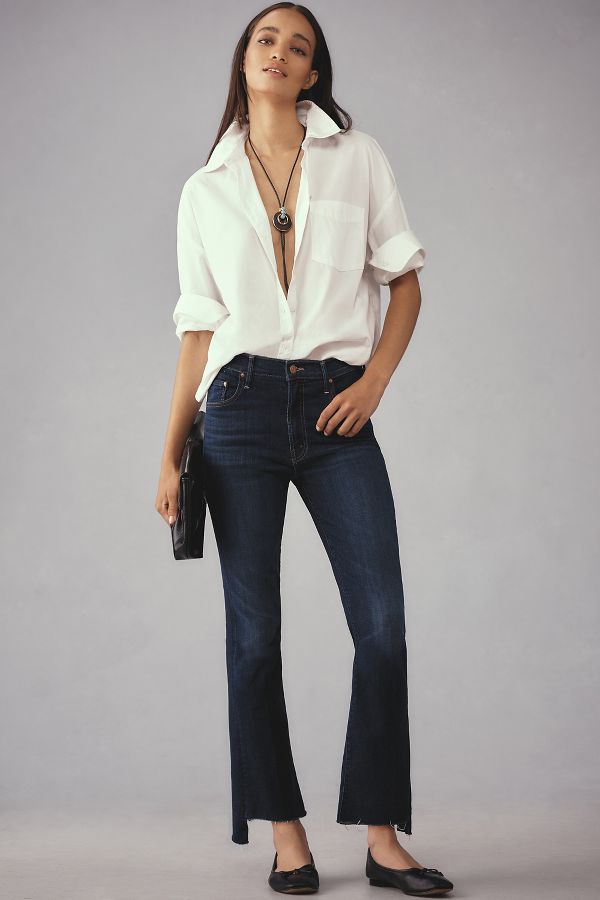 Slide View: 1: MOTHER The Insider Crop Step Fray Jeans