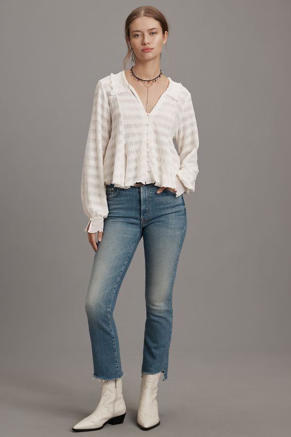 Slide View: 1: MOTHER The Insider Crop Step Fray Jeans