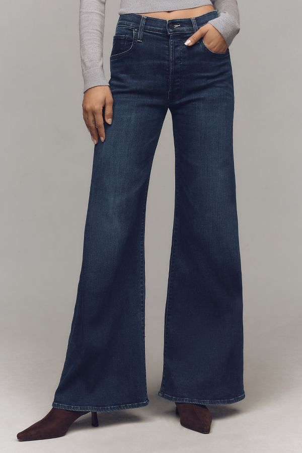 Slide View: 2: MOTHER The Tomcat Roller Sneak High-Rise Wide-Leg Jeans