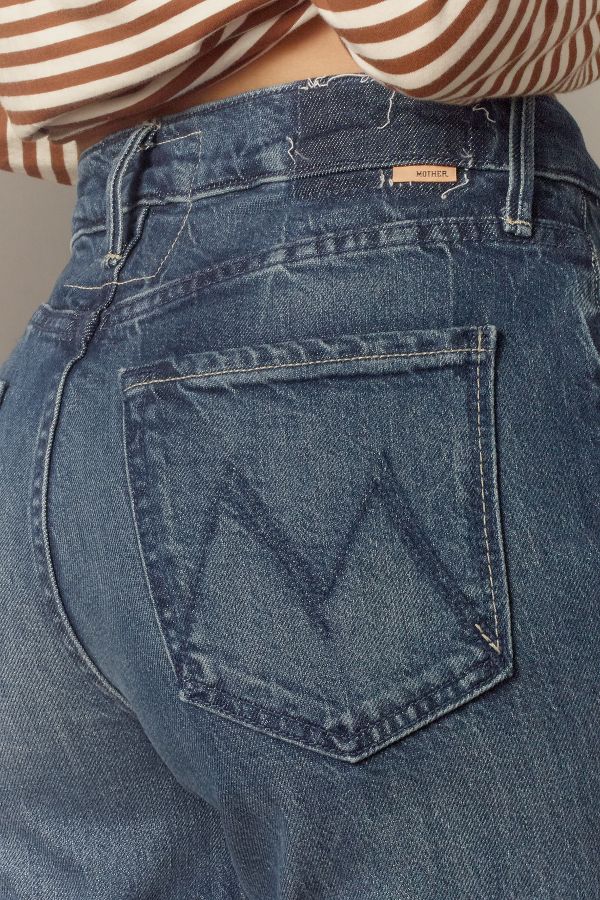 Slide View: 4: MOTHER The Twister Sneak Fray High-Rise Wide-Leg Jeans