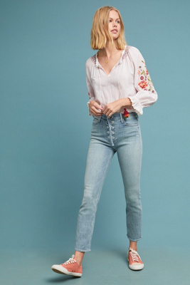 mother lace up jeans