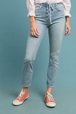 mother lace up jeans