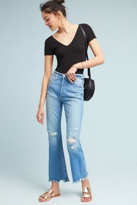 mother cropped flare jeans