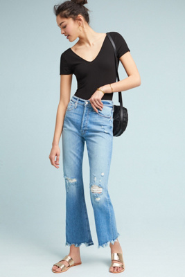 high rise crop flare jeans