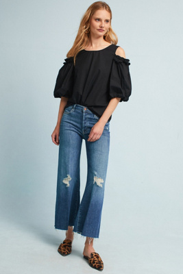 mother the roller crop fray jeans