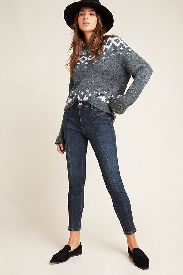 Slide View: 1: Pilcro Front Seam High-Rise Denim Leggings