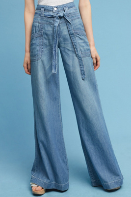 tie waist flare leg jeans