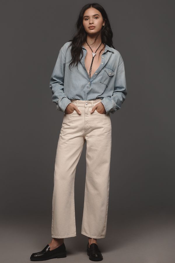 Slide View: 1: DL1961 Taylor High-Rise Crop Barrel Jeans