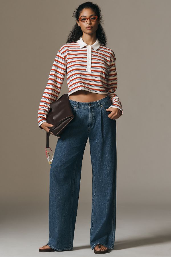 Slide View: 1: DL1961 Isabel Mid-Rise Wide-Leg Jeans