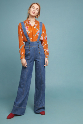 pilcro bibbed denim jumpsuit