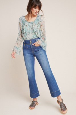 high rise crop flare jeans