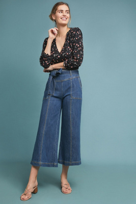 high waisted cropped wide leg jeans