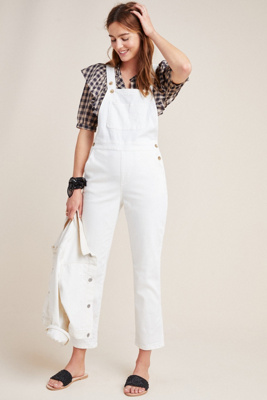 white baggy overalls