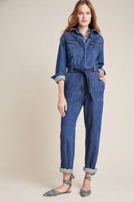 utility denim jumpsuit