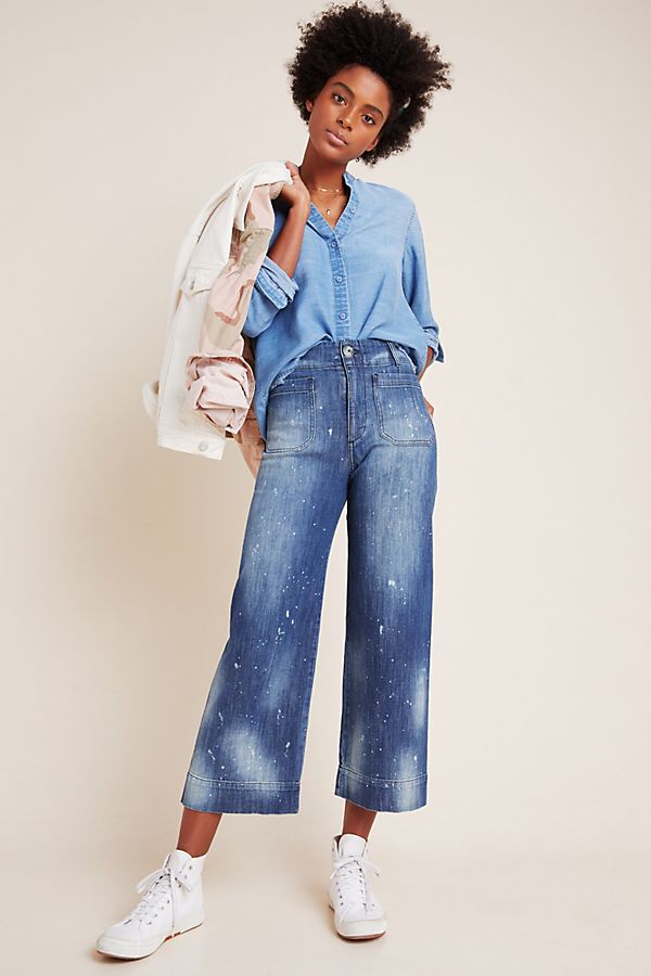 Slide View: 1: Pilcro Ultra High-Rise Cropped Wide-Leg Jeans