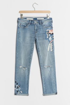 pilcro embroidered jeans