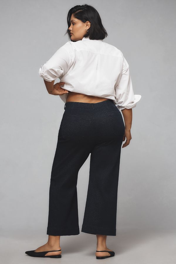 Slide View: 8: The Colette High-Rise Cropped Wide-Leg Jeans by Maeve: Sparkle Edition