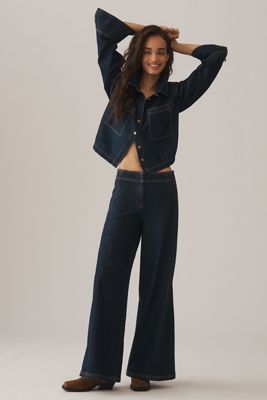 Maeve Scallop-Edge High-Rise Wide-Leg Jeans