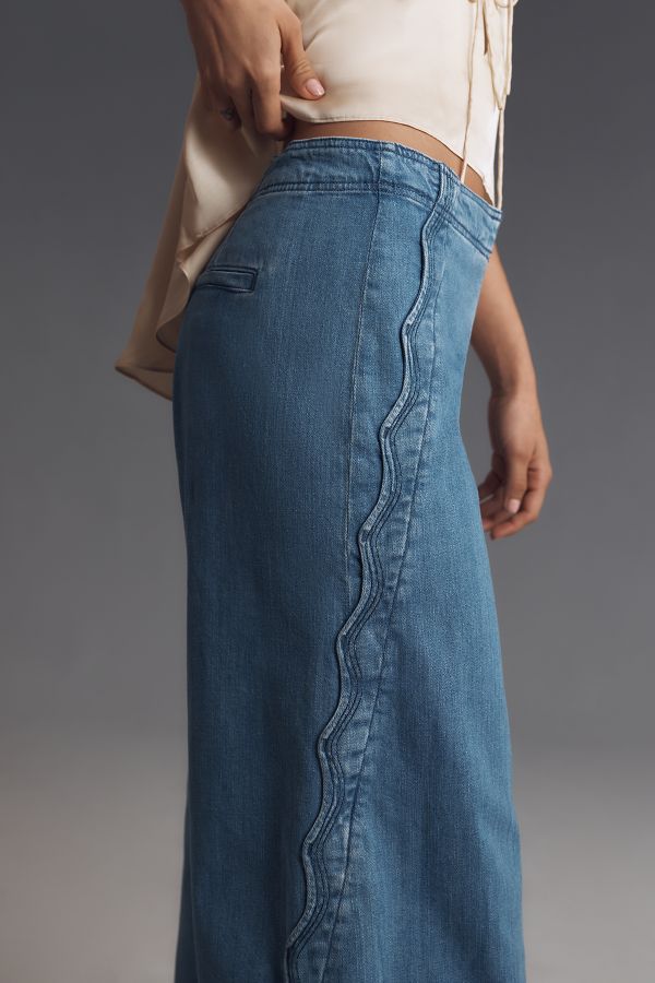 Slide View: 3: Maeve Scallop-Edge High-Rise Wide-Leg Jeans