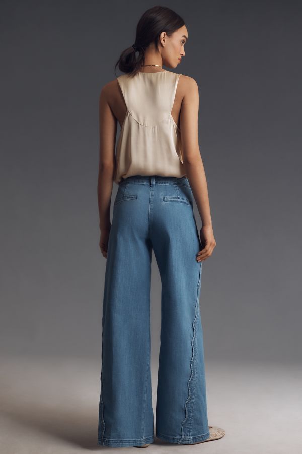 Slide View: 4: Maeve Scallop-Edge High-Rise Wide-Leg Jeans