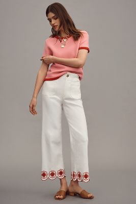 The Colette Cropped High-Rise Wide-Leg Jeans by Maeve: Scallop-Hem Edition