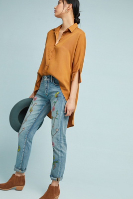 anthropologie embroidered jeans