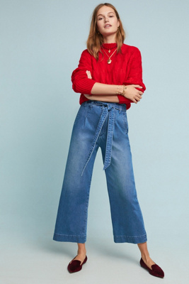 belted wide leg jeans