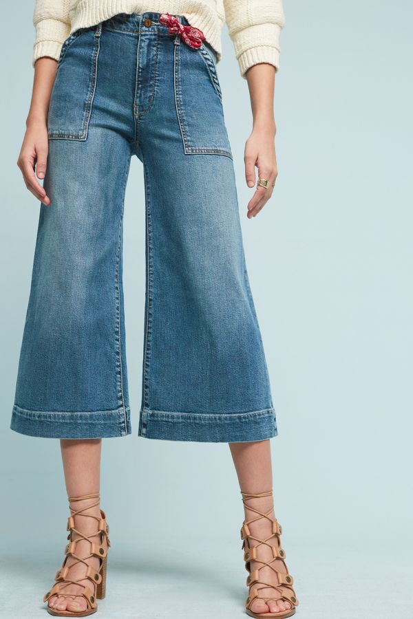 Pilcro Utility High Rise Cropped Wide Leg Jeans Anthropologie 4672