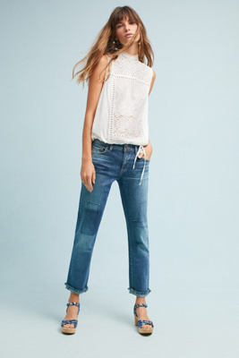 mid rise cropped jeans