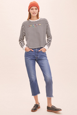 cropped raw hem jeans