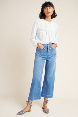 wide leg high rise cropped pants