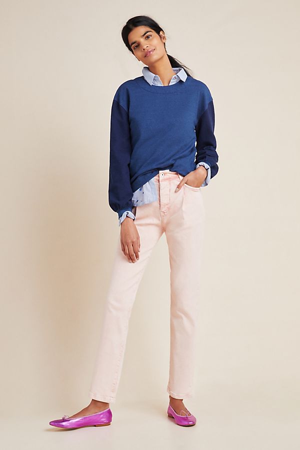 Slide View: 1: Pilcro Ultra High-Rise Acid Wash Straight Jeans