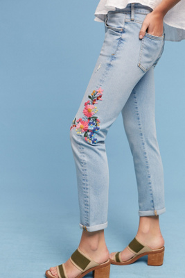 anthropologie embroidered jeans