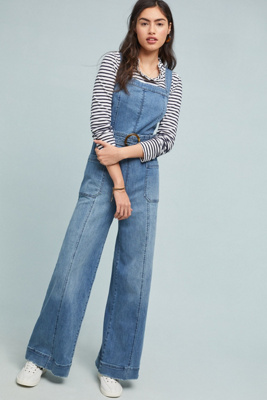 pilcro belted denim jumpsuit