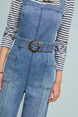 pilcro belted denim jumpsuit