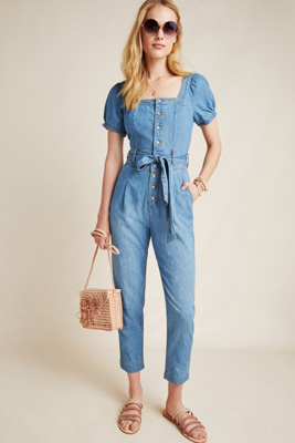 pilcro bibbed denim jumpsuit