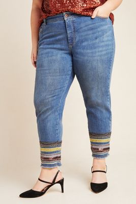 pilcro embroidered jeans