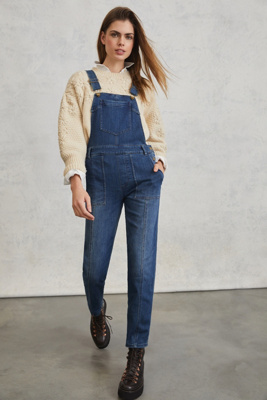relaxed denim overalls