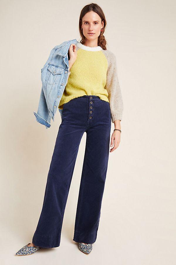 Slide View: 1: Pilcro High-Rise Wide-Leg Corduroy Pants
