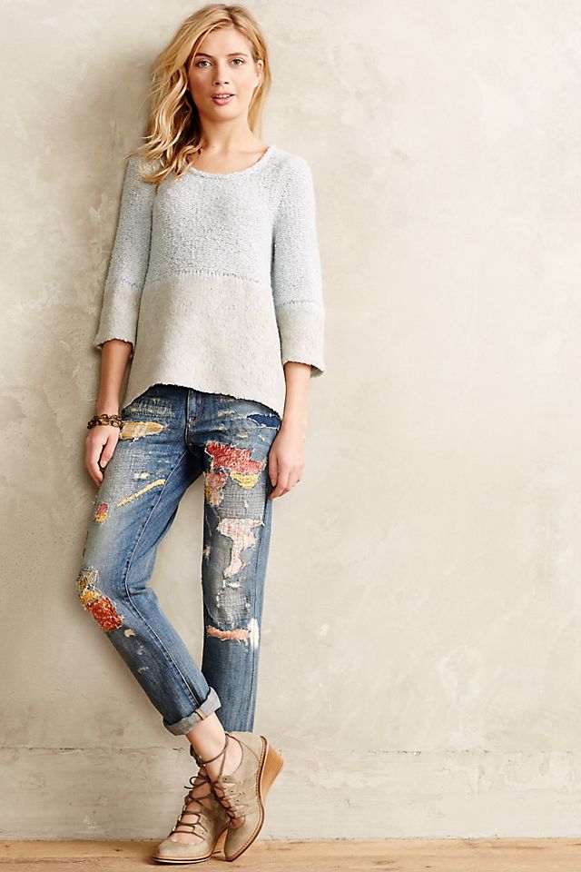Pilcro Premium Hyphen Sweater-Patch Jeans | Anthropologie