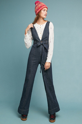 pilcro bibbed denim jumpsuit