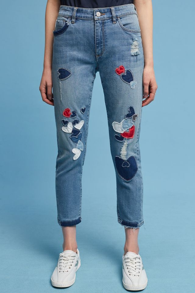 Pilcro Hyphen Mid-Rise Embroidered Boyfriend Jeans | Anthropologie