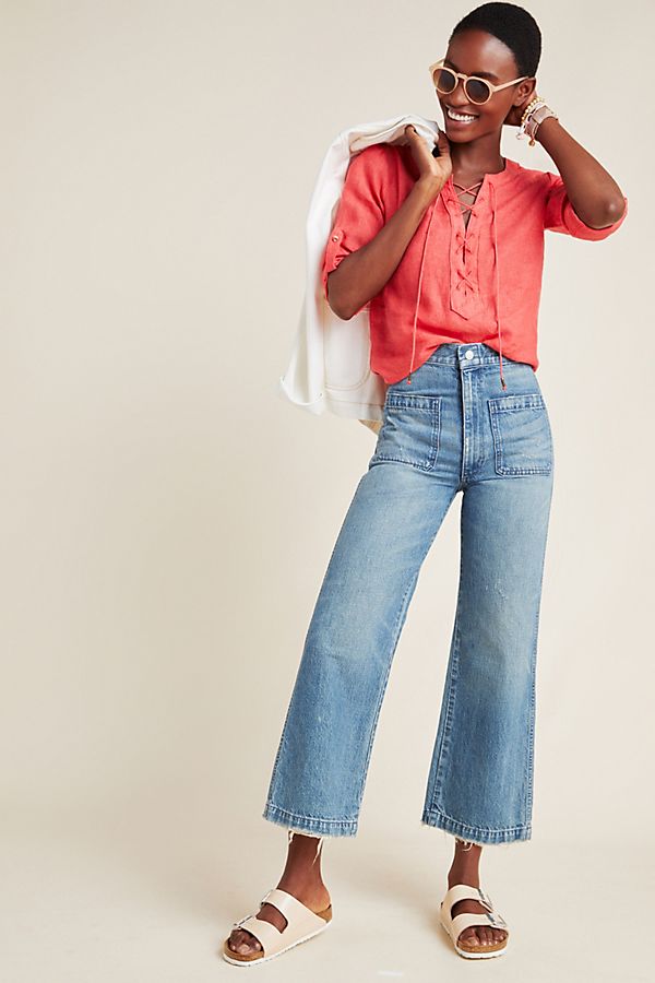 Slide View: 1: AMO Sailor Ultra High-Rise Cropped Flare Jeans