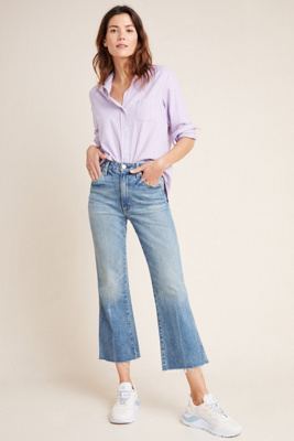 high rise cropped flare jeans