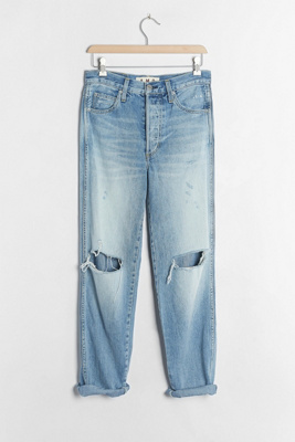 distressed straight jeans