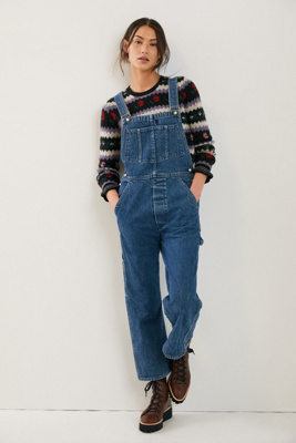 relaxed denim overalls