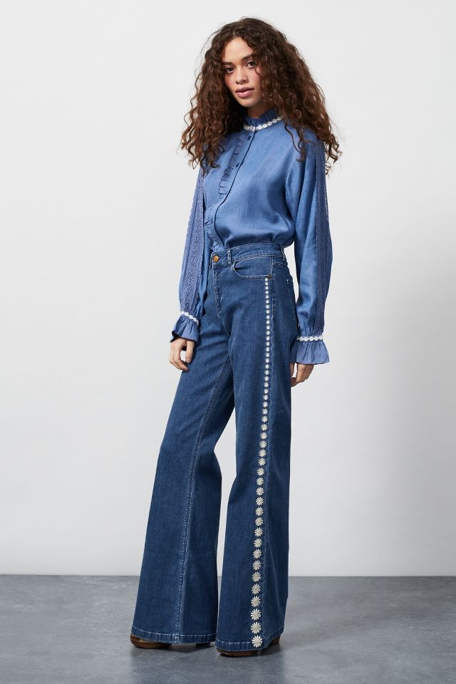 Fabienne Chapot Embellished Flared Jeans | Anthropologie UK