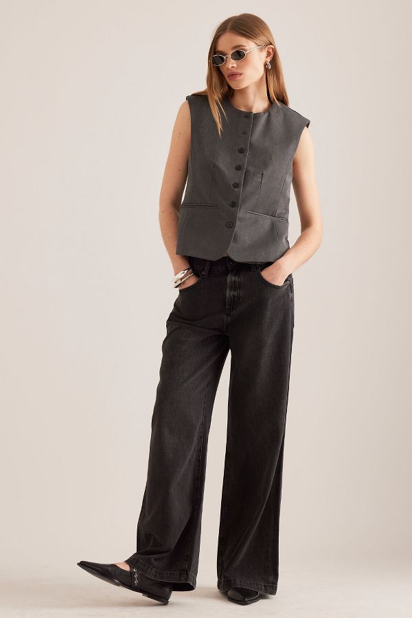 Vista diapositiva: 1: Pistola Jadyn Low-Rise Palazzo Jeans